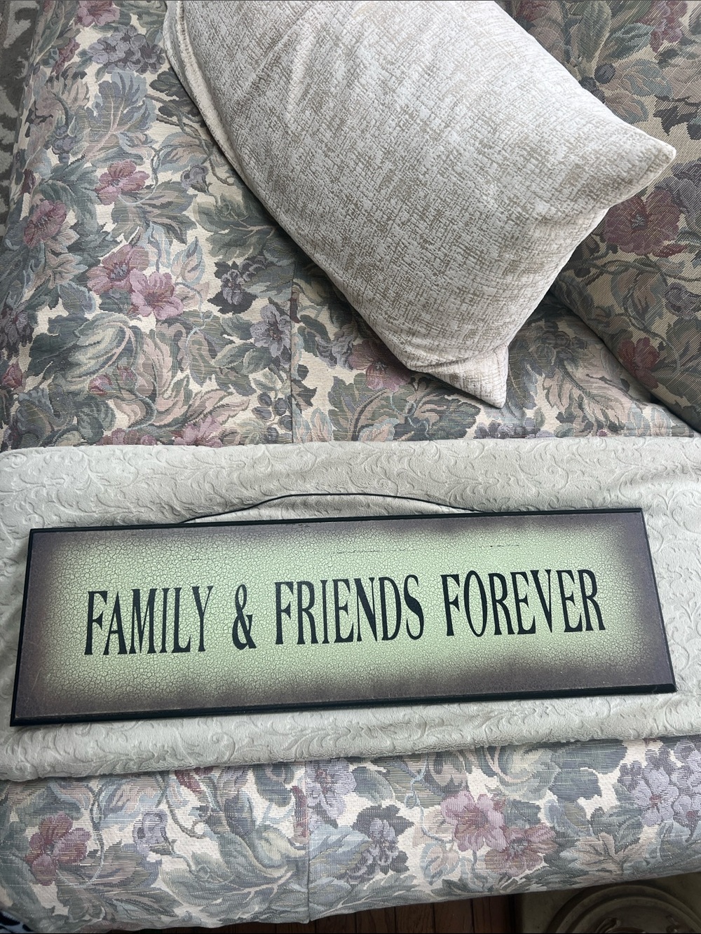 “Family & Friends Forever” Wooden Wall Sign - Green and Black - 23”x7”